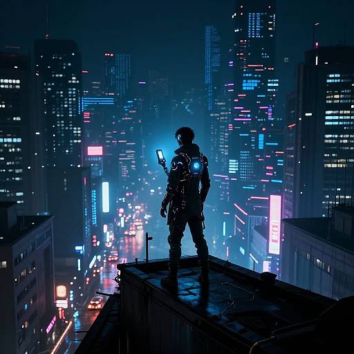 Cyberpunk Rooftop Glow Scene