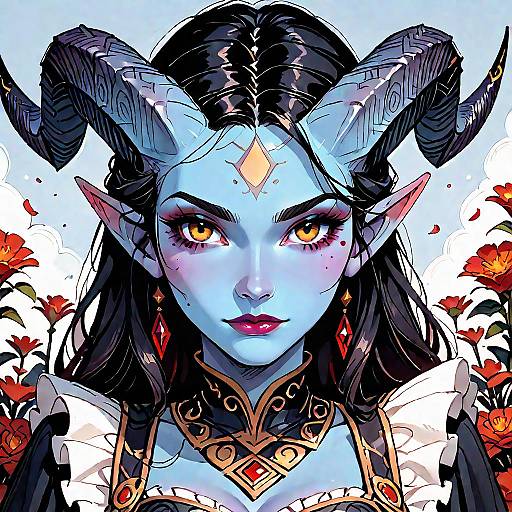 Tiefling Duchess with Golden Eyes