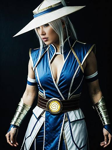 Woman Cosplaying Raiden from Mortal Kombat