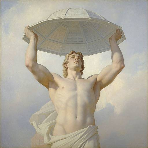 Giant Man Holding Ornate Roof