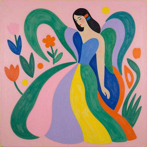 Colorful Abstract Woman in Matisse Style