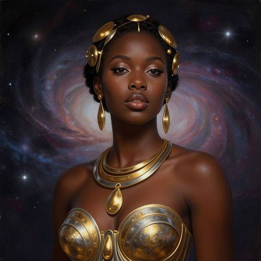 Elegant Black Goddess Digital Art
