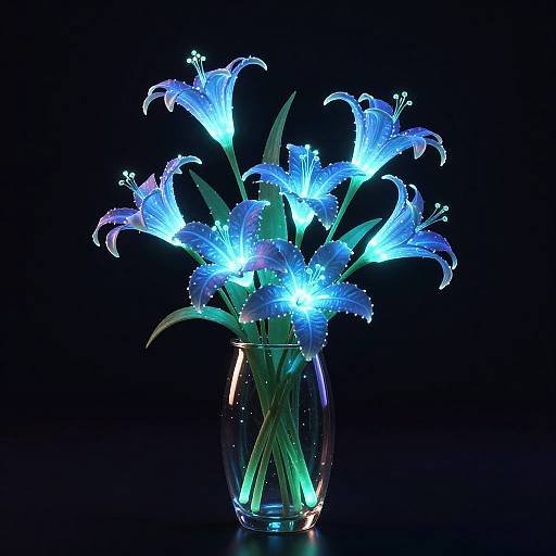 Bioluminescent Tropical Vase Artwork