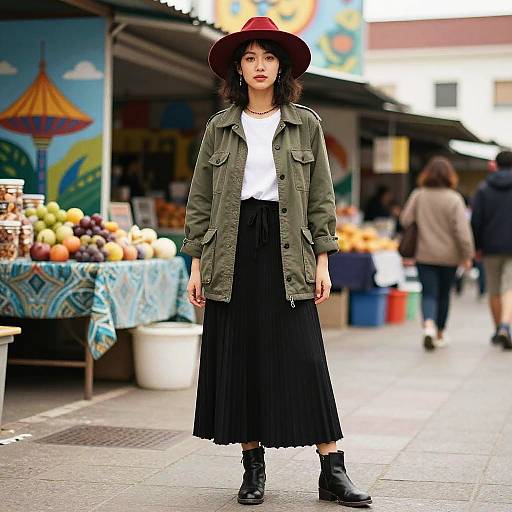 Bohemian Chic Woman in Vibrant Market