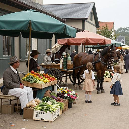 1910 Vibrant Street Market Scene