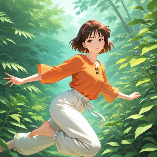 Serene Girl in Lush Botanical Setting