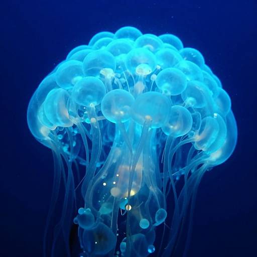 Bioluminescent Jellyfish Sphere Cluster