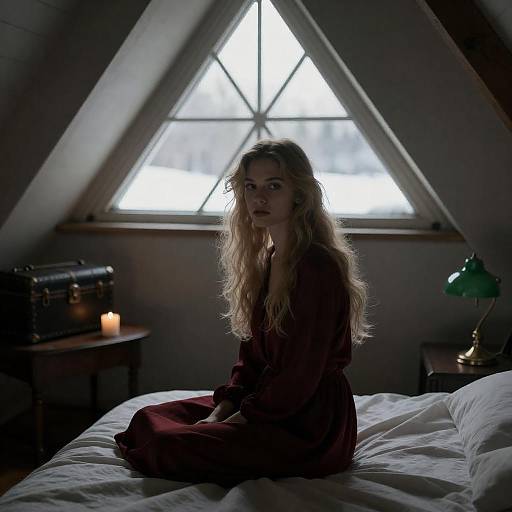 Contemplative Beauty in Dim Attic Light