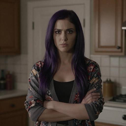 Moody Woman in Dim Kitchen Setting