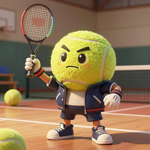 Heroic Tennis Ball Character in Action