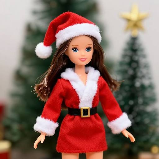 Female Santa Claus Doll by Tree