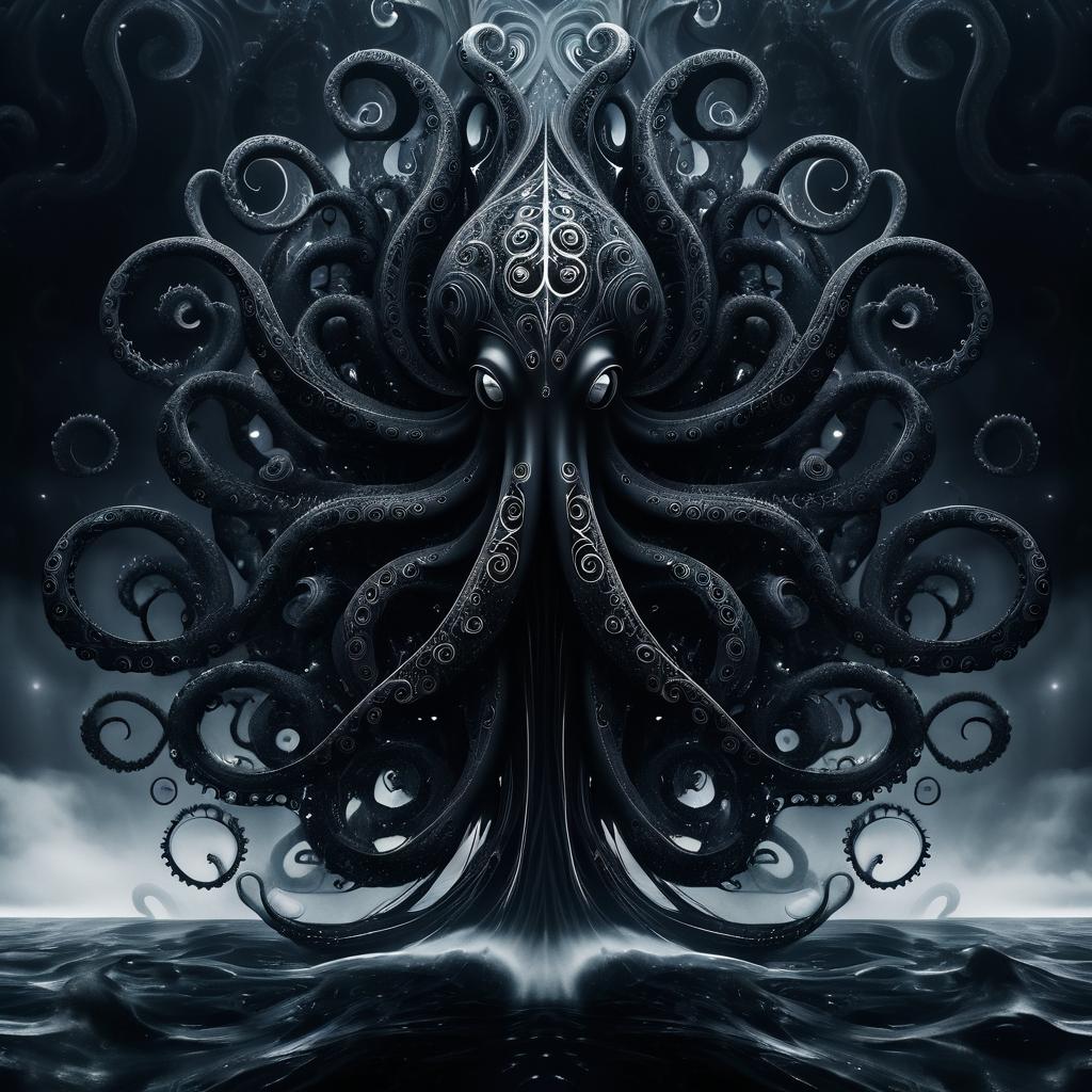 Surreal Black Cephalopod Titanic Entity