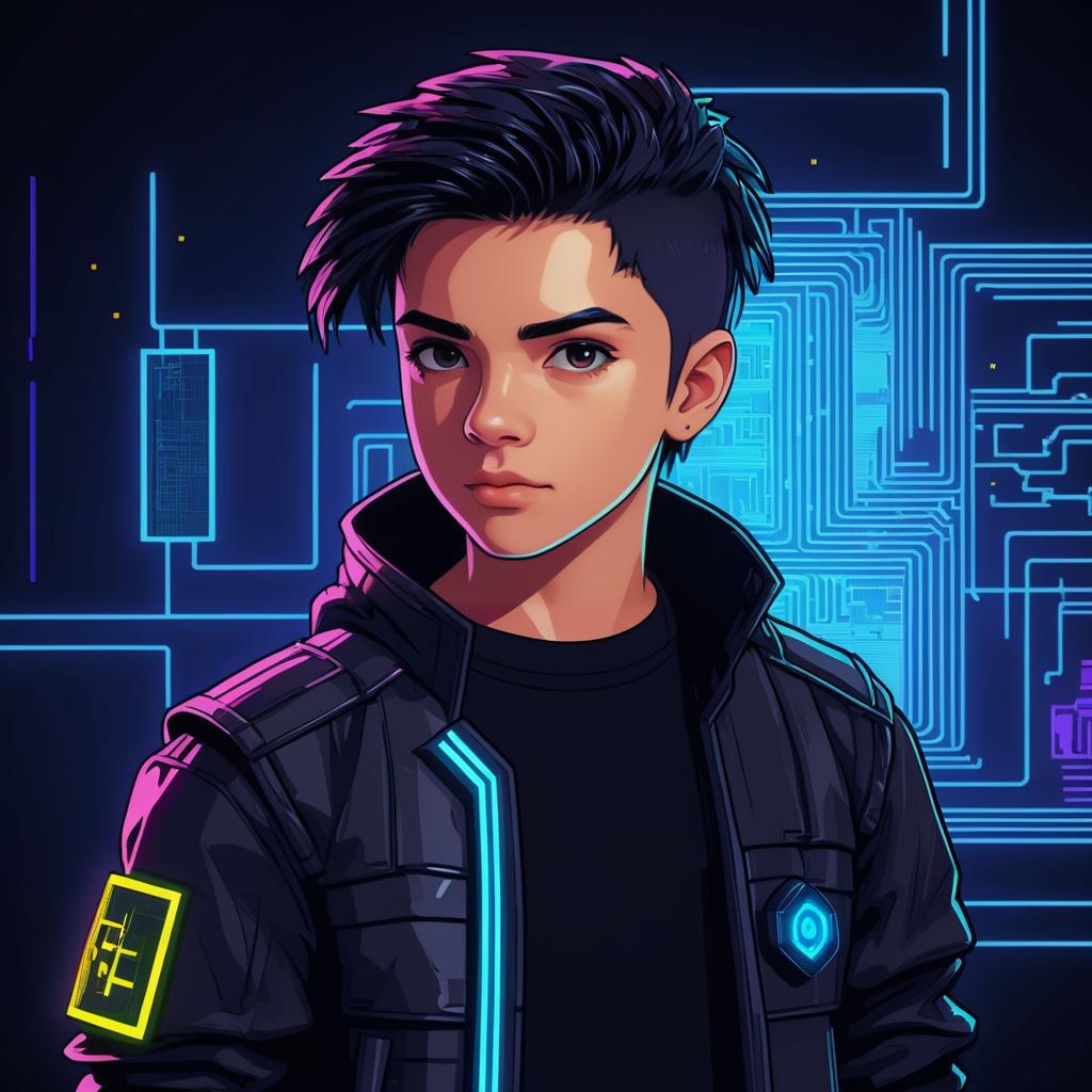 Cyberpunk Boy Hacker NPC Portrait