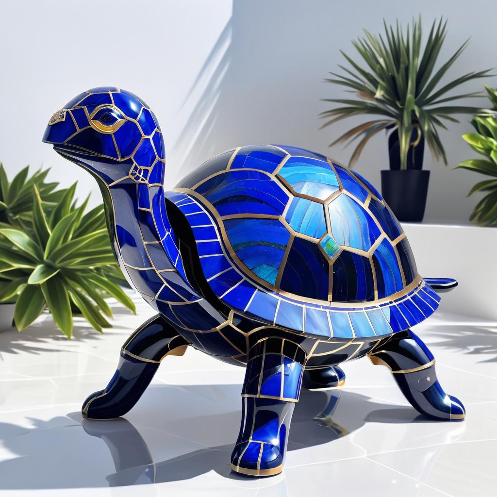 Whimsical Turtle Obsidian Sculpture Design