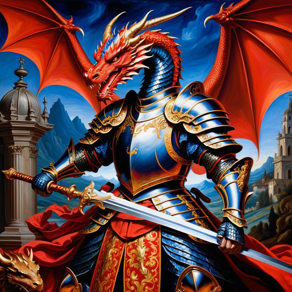 Fierce Dragon Slayer in Baroque Style