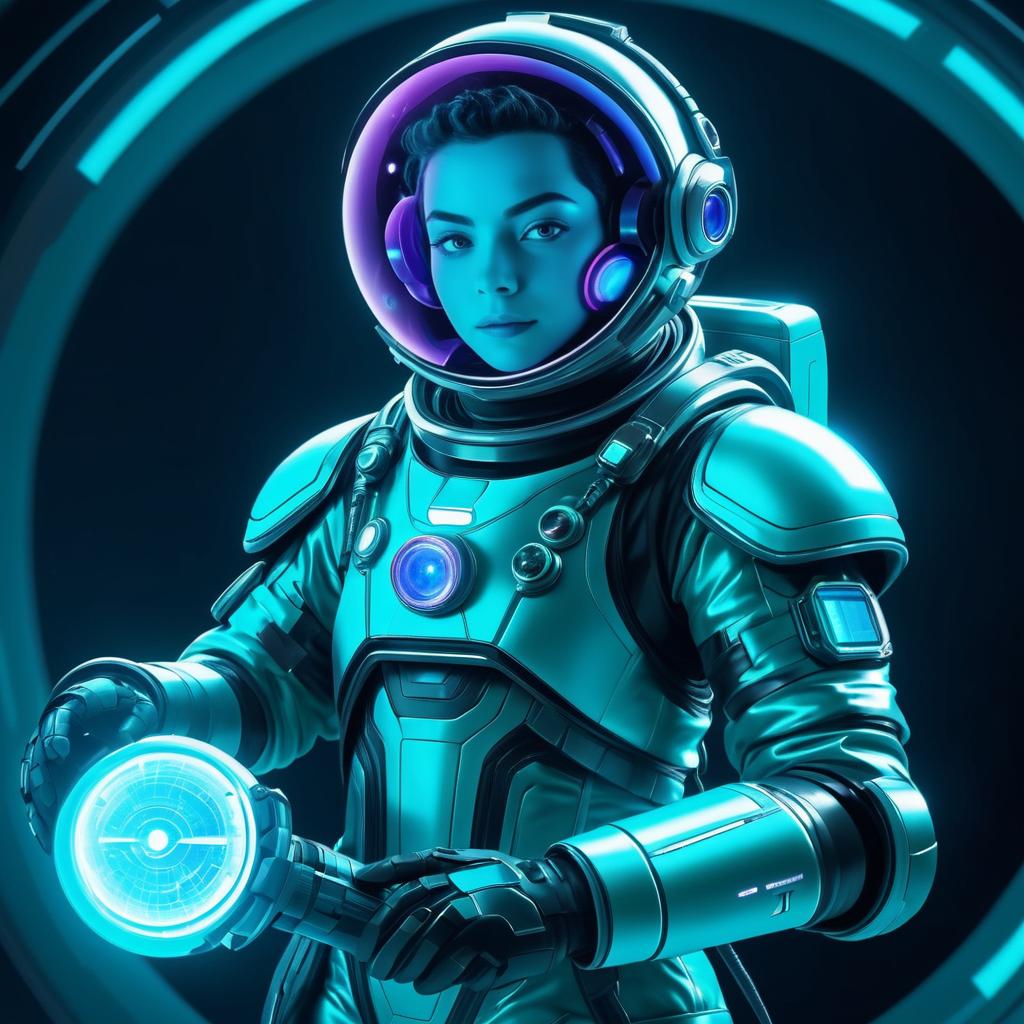 Futuristic Space Explorer with Glowing Aura