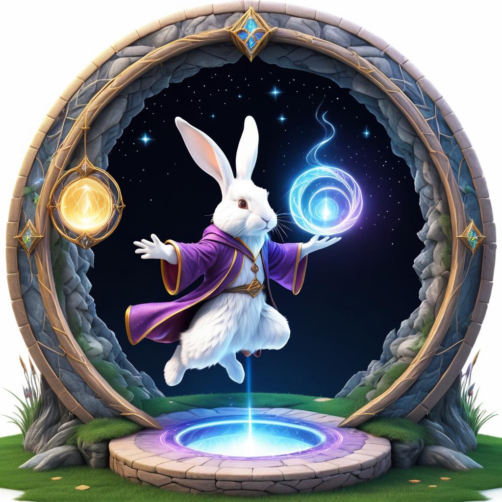 Wizard Rabbit Entering a Magic Portal