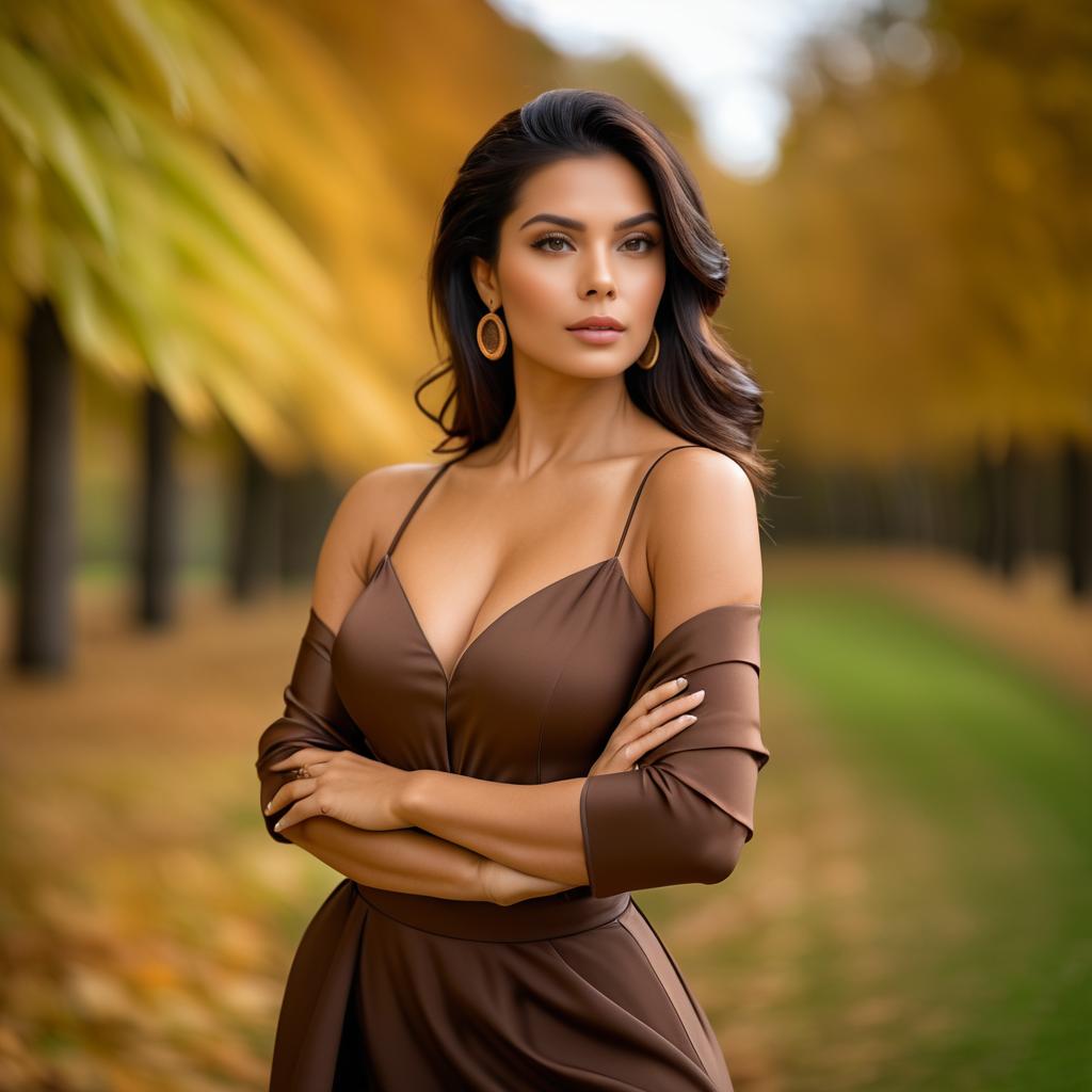 Elegant Autumn Portrait of Latin Woman