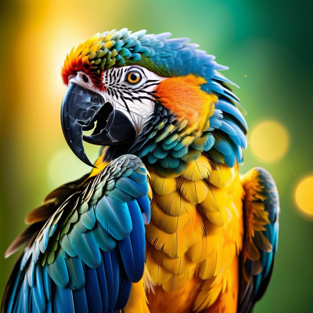 Colorful Macaw Close-Up Preening Bliss