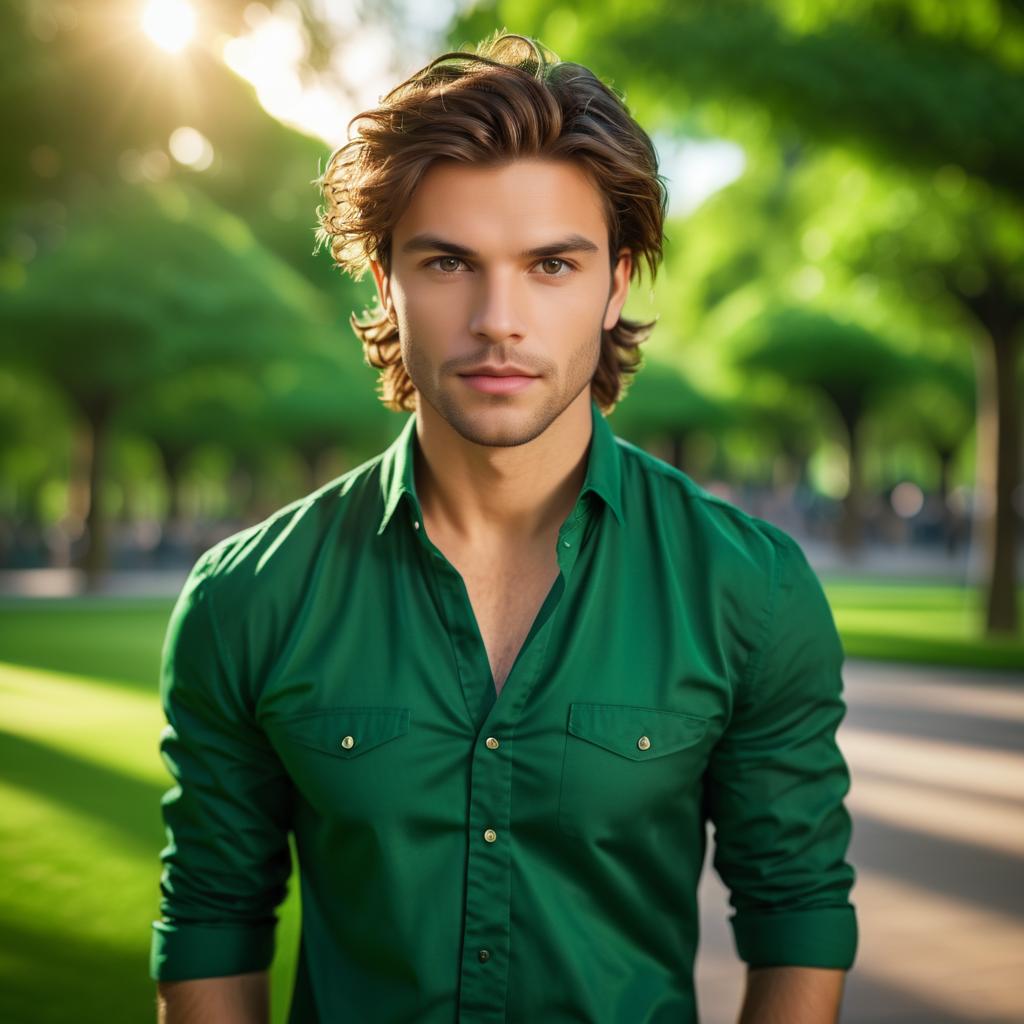 Charismatic Young Man in Urban Park