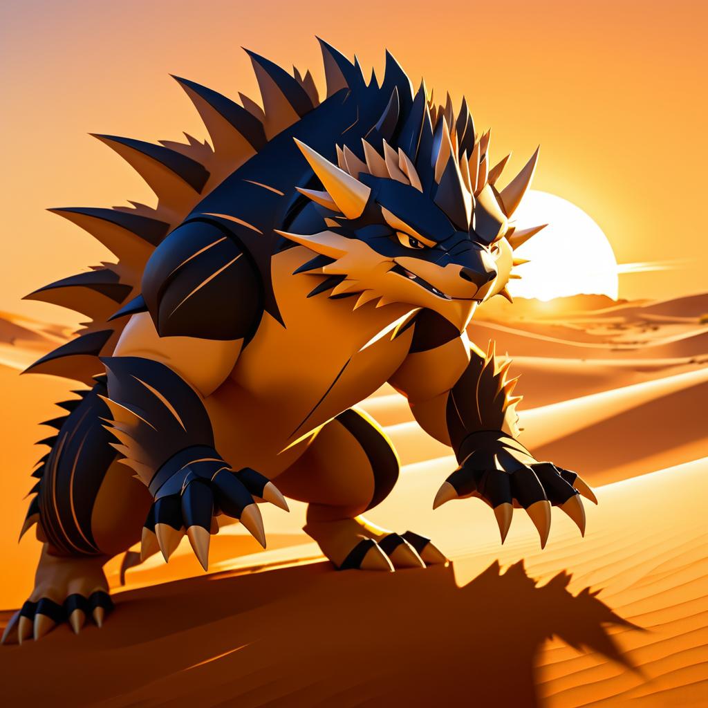 Sandslash in a Sunset Desert Scene