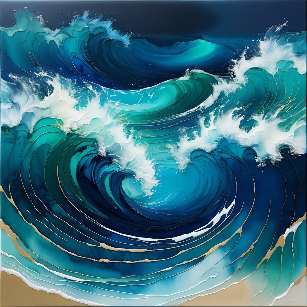 Ocean Depths: Fluid Acrylics Art