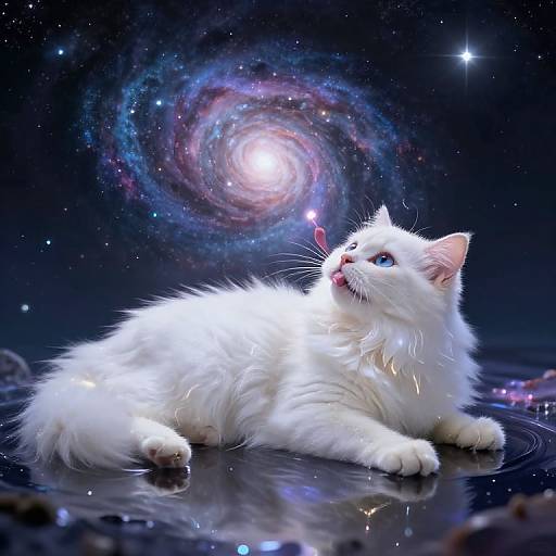 Cosmic Cat Licking Spiral Galaxy