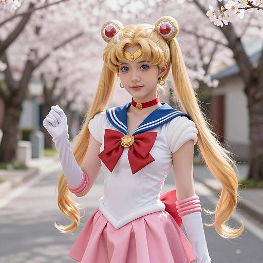 Sailor Moon Cosplay in Sunlit Street