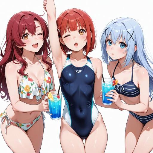 Charming Girls in Swimsuits with Cup