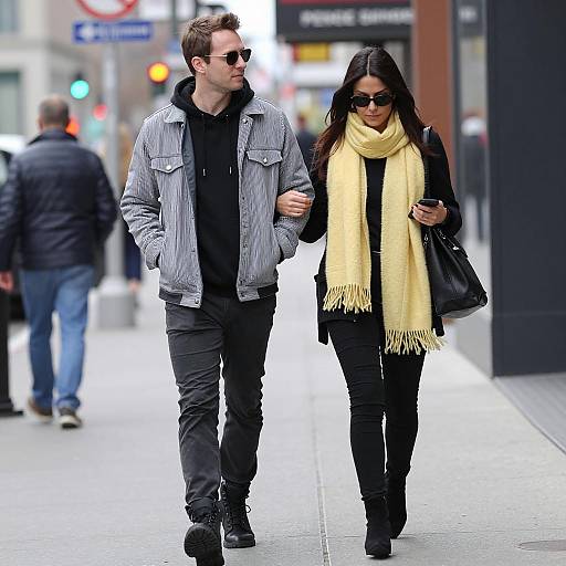 Urban Stroll: Stylish Couple in City