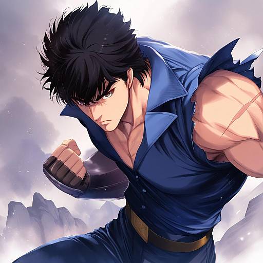 Illustration of Kenshiro, hokuto no ken in the style of Kirishima satoshi