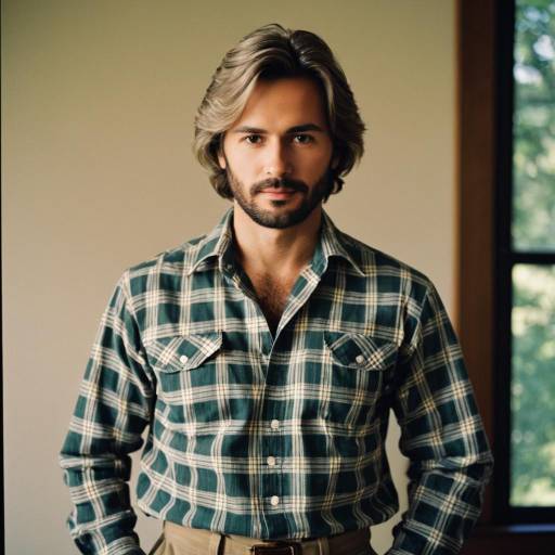Confident Man in Plaid Shirt and Khaki Pants