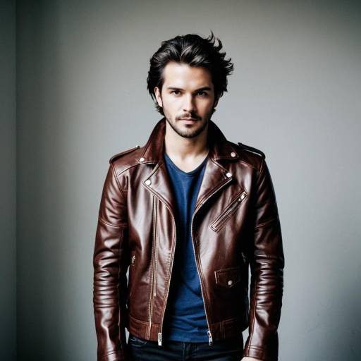 Casual Male Fashion in Brown Leather Jacket