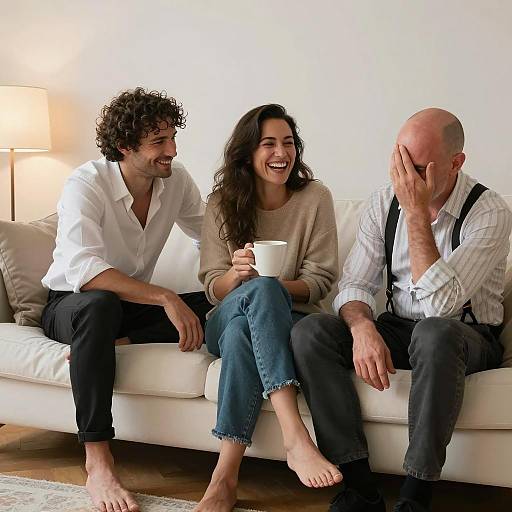 Joyful Moments on a Cozy Couch