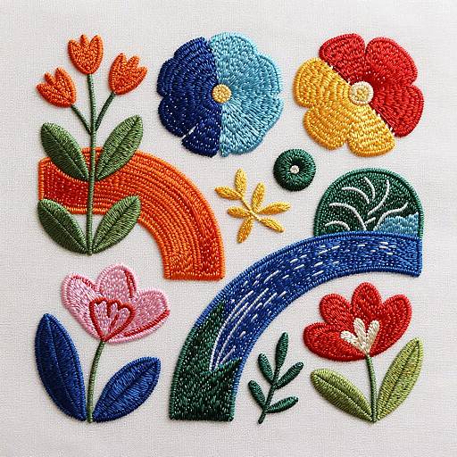 Vibrant Digital Embroidery Art