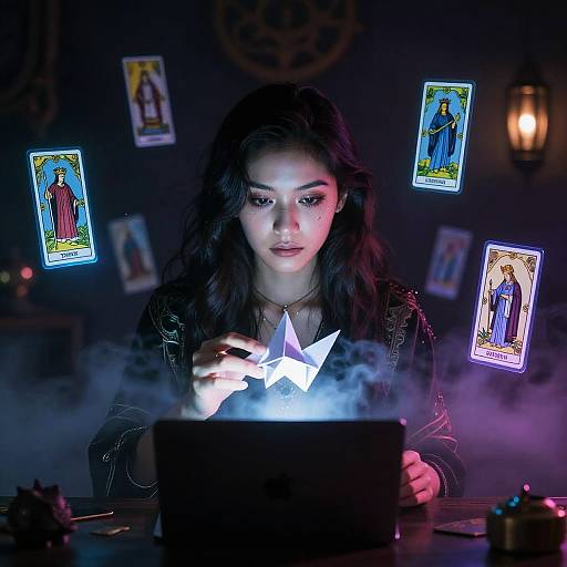 Neon-lit Futuristic Fortune Teller