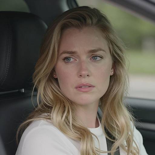 Blonde Woman in Car Portrait