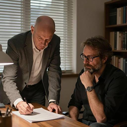 Intriguing Scene of Two Middle-Aged Men