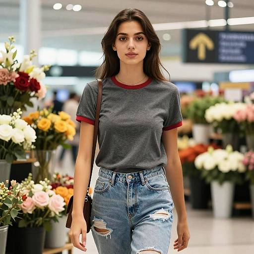 Willowy Woman in Airport Flower Shop