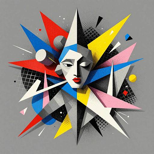 Abstract Metallic Cubist Comic Fusion