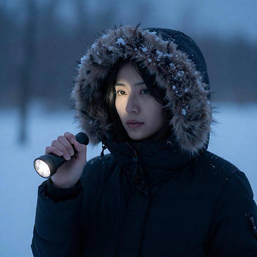 Snowy Night Portrait of a Woman