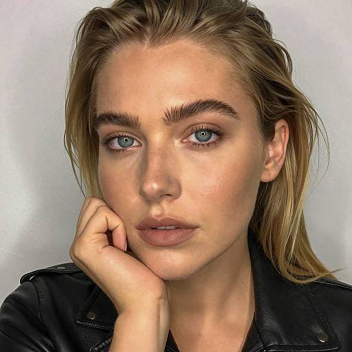 Close-up Portrait of Woman with Leather Jacket