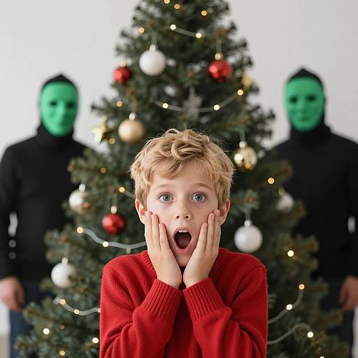 Surprised Boy with Christmas Surprise