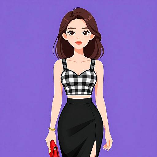 Chic Woman in Black and White Outfit