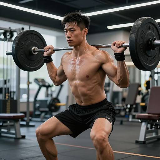 Stocky Male Athlete Intense Workout