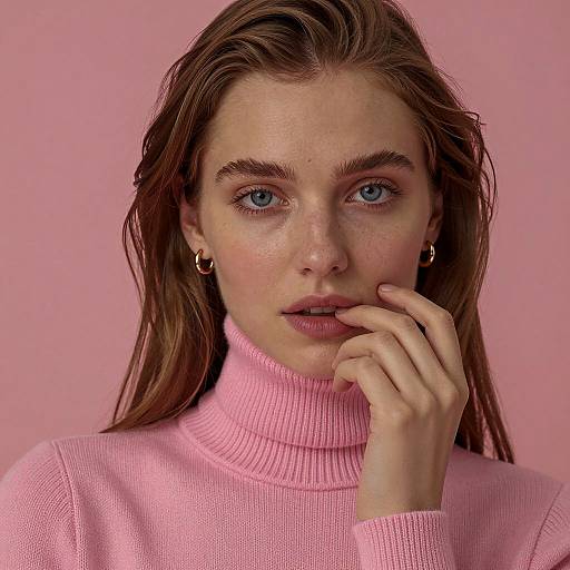 Close-Up Portrait of a Woman in Pink