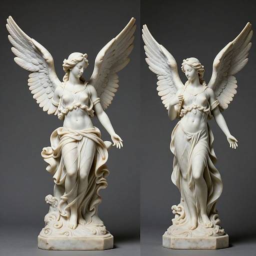 Hyper-Realistic Winged Statue Contrast