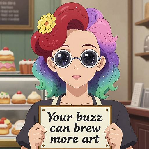 Vintage Café Barista with Whimsical Style