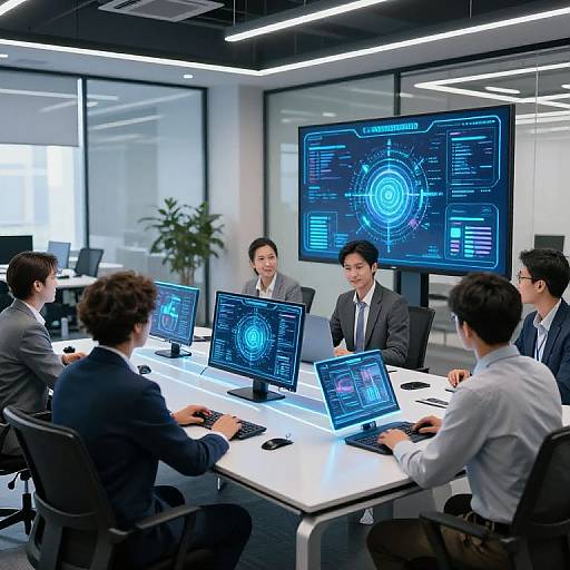Futuristic Office Collaboration with AI