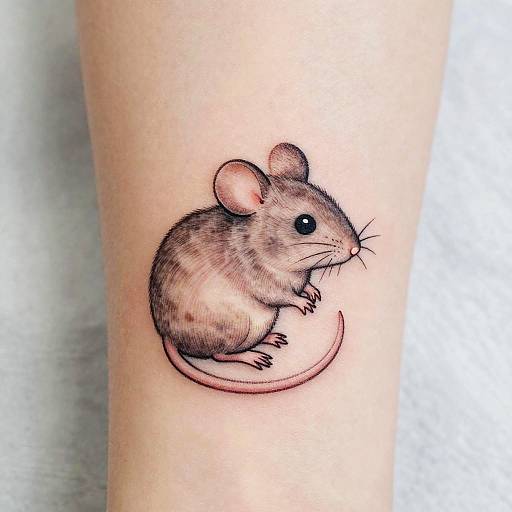 Whimsical Delicate Mouse Tattoo Design